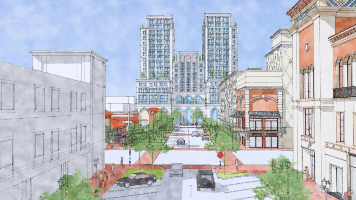 Gillon Property Group’s renderings don’t particularly scream “Plaza” to us.