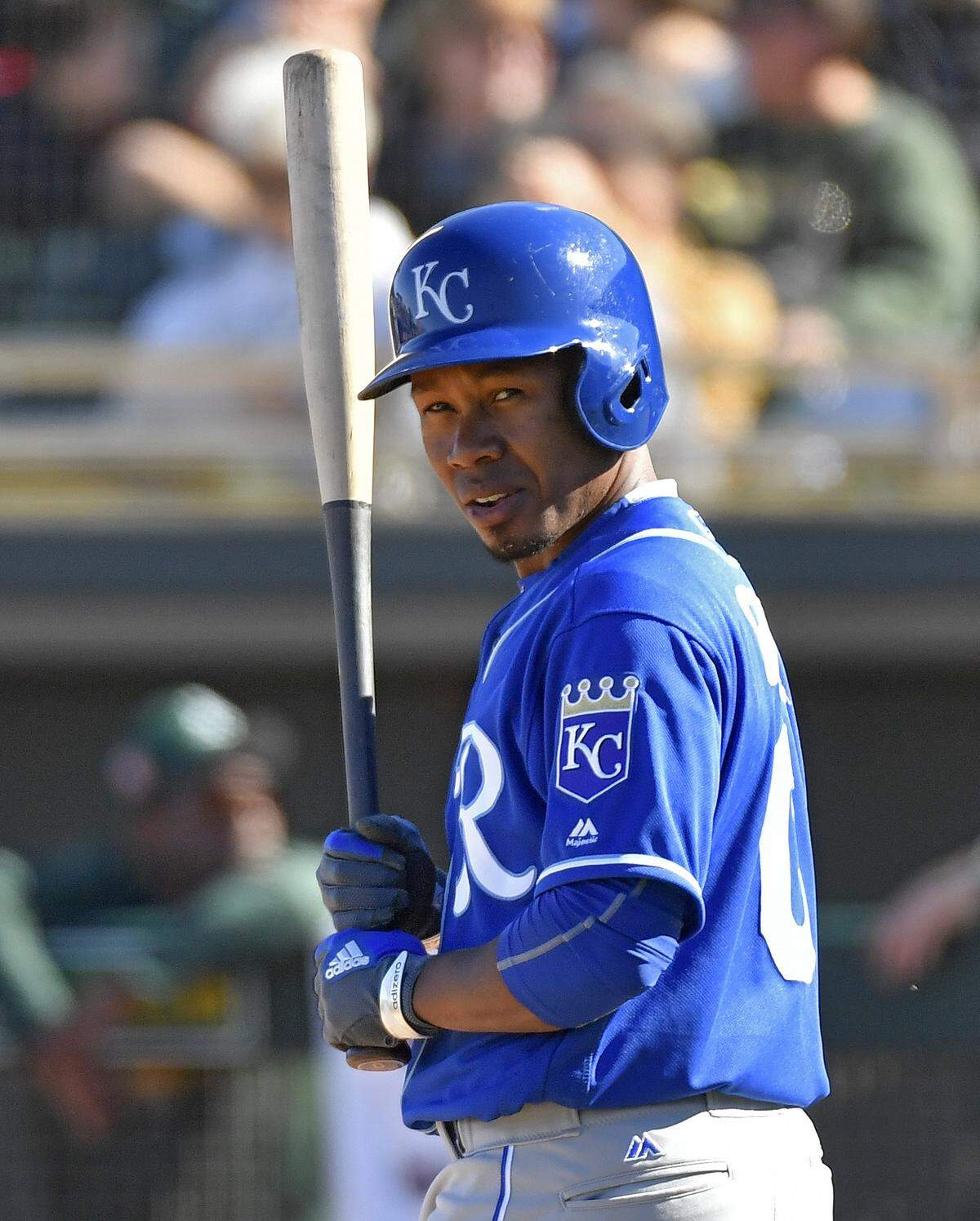 Terrance Gore plays for the Royals during a spring training game against the Oakland Athletics on February 25, 2018 in Mesa, Arizona.