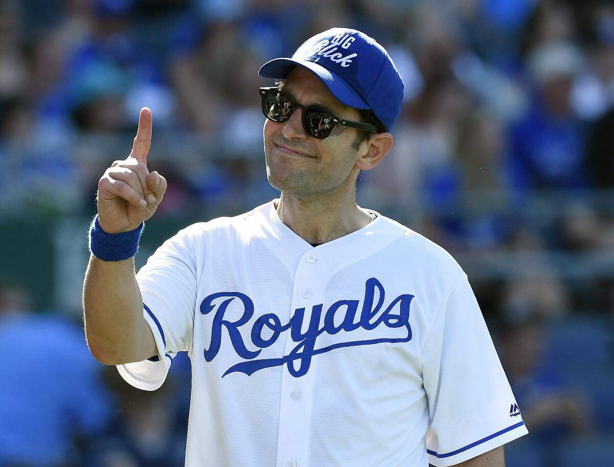 Paul Rudd during the 2015 Big Slick celebrity softball game at Kauffman Stadium.