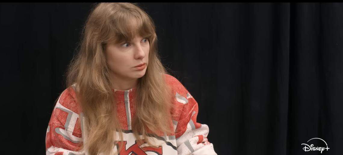 Swift wearing a Chiefs sweatshirt from West Side Storey in her new docuseries.