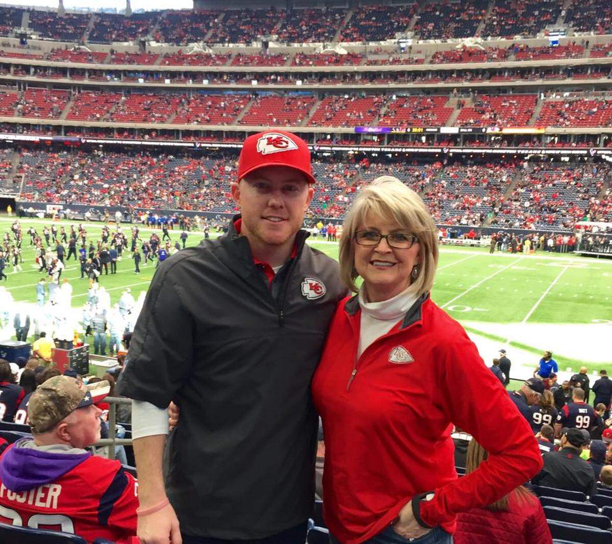 Gabriel George, left, says it was his mother, Lana, who got him so heavily involved in rooting for the Chiefs.
