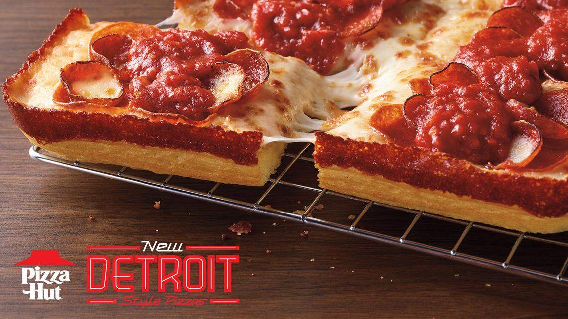 Pizza Hut today introduces new handcrafted Detroit-Style pizza nationwide, its unique twist on the hottest trend in pizza. Available in four recipes, each Detroit-Style pizza is rectangular in shape, features cheese all the way to the edge, is loaded with toppings and finished off with a vine-ripened tomato sauce on top.