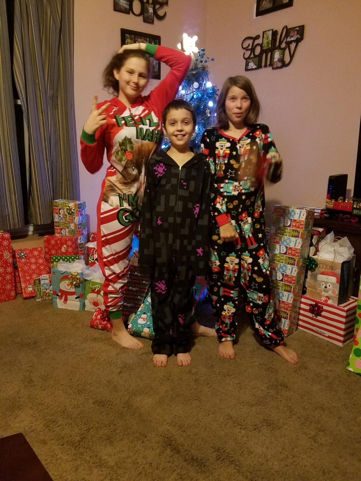 The kids at Christmas, from left, Alyssa, Christopher and Ashlyn.
