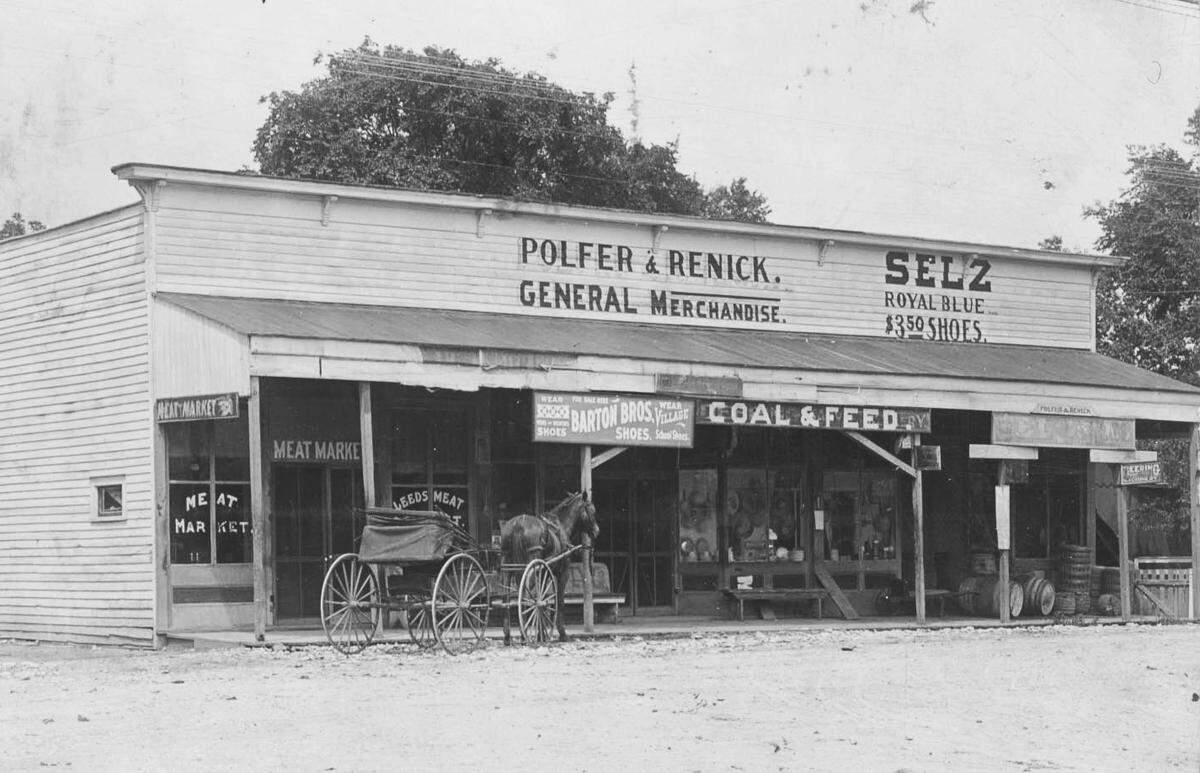 Early-1900s photograph of the Polfer & Renick General Store in Leeds.