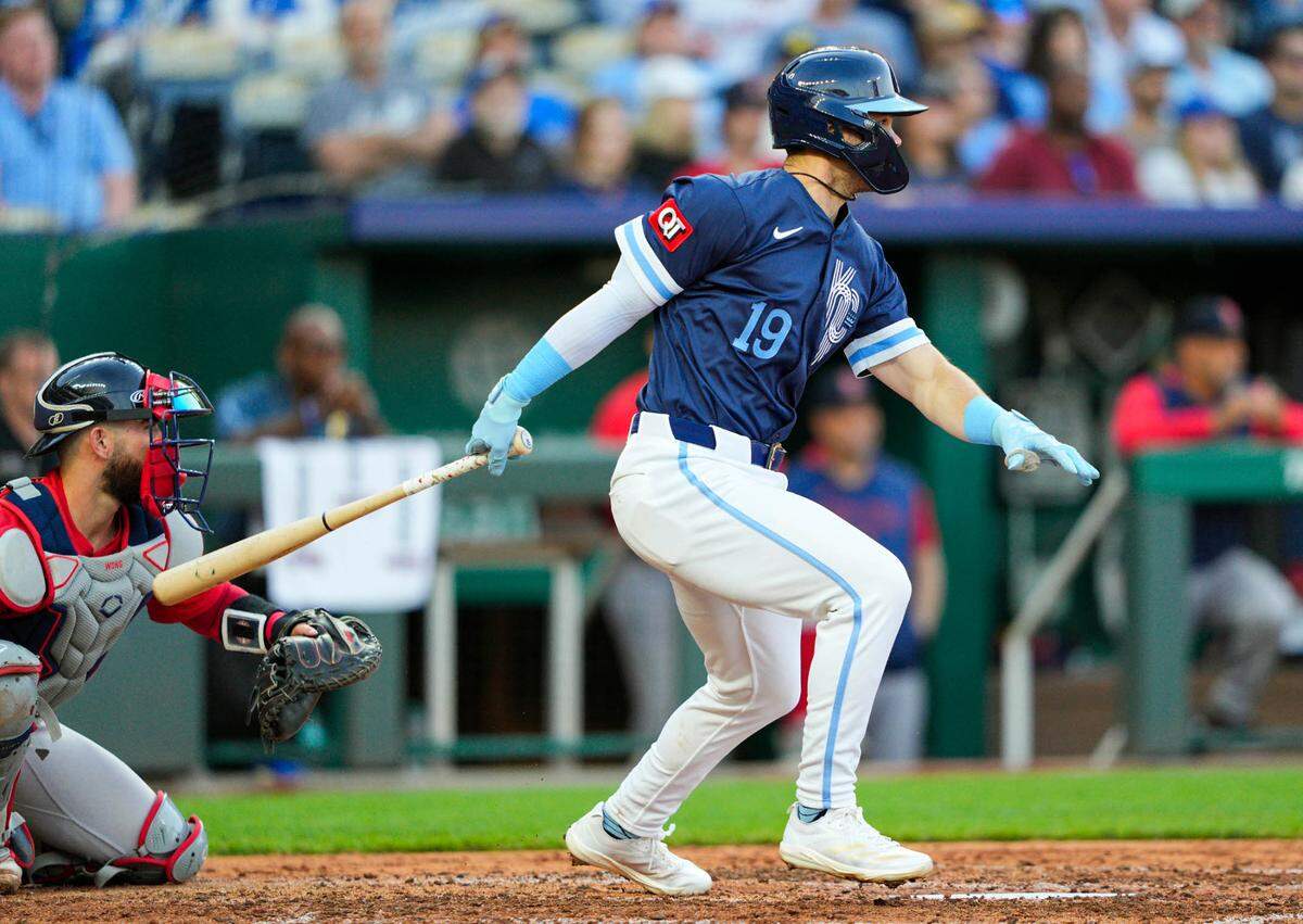 Royals second baseman Michael Massey had a multi-hit game against the Boston Red Sox on Friday, May 9, 2025 at Kauffman Stadium in Kansas City.