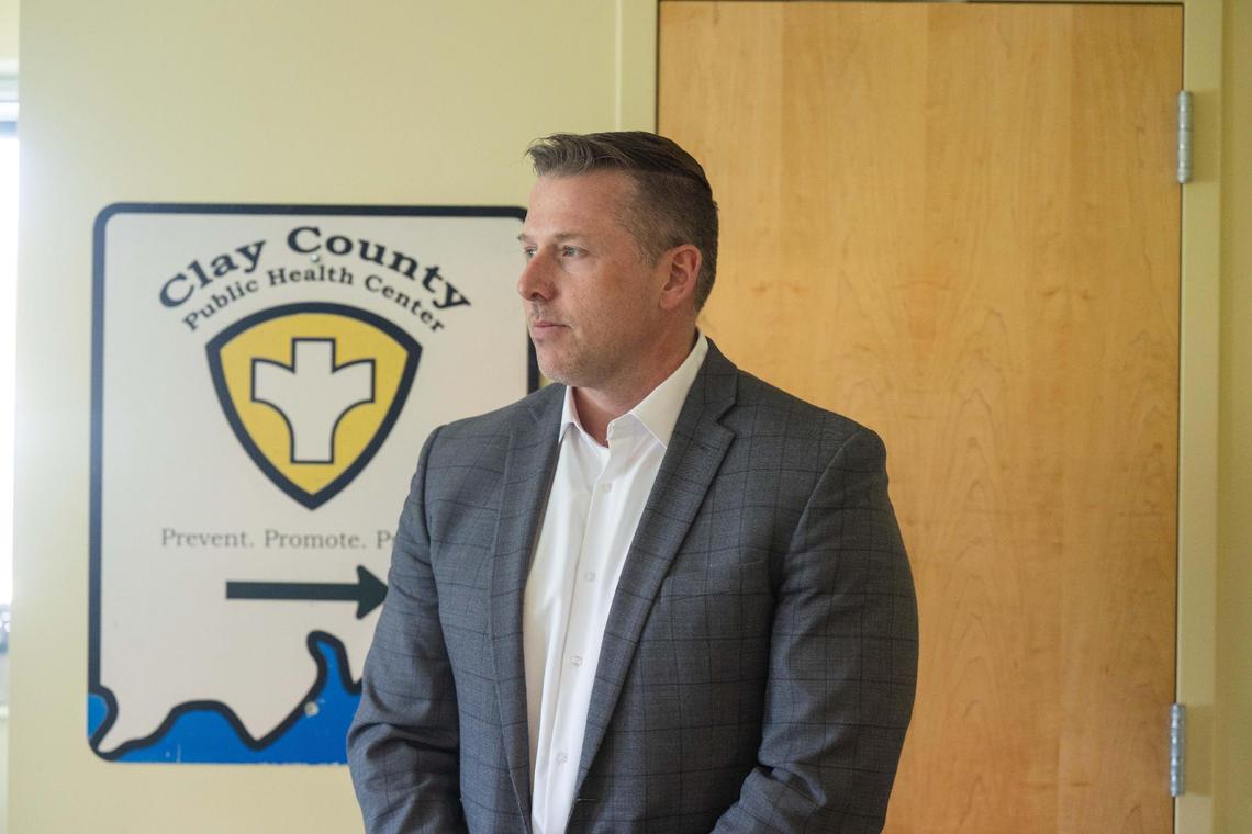 Darrell Meinke, Director of Clay County Public Health Center in his office in Liberty on Tuesday, April 8, 2025. Several Kansas City-area health agencies lost grant funding in March due to cuts by the Trump administration.