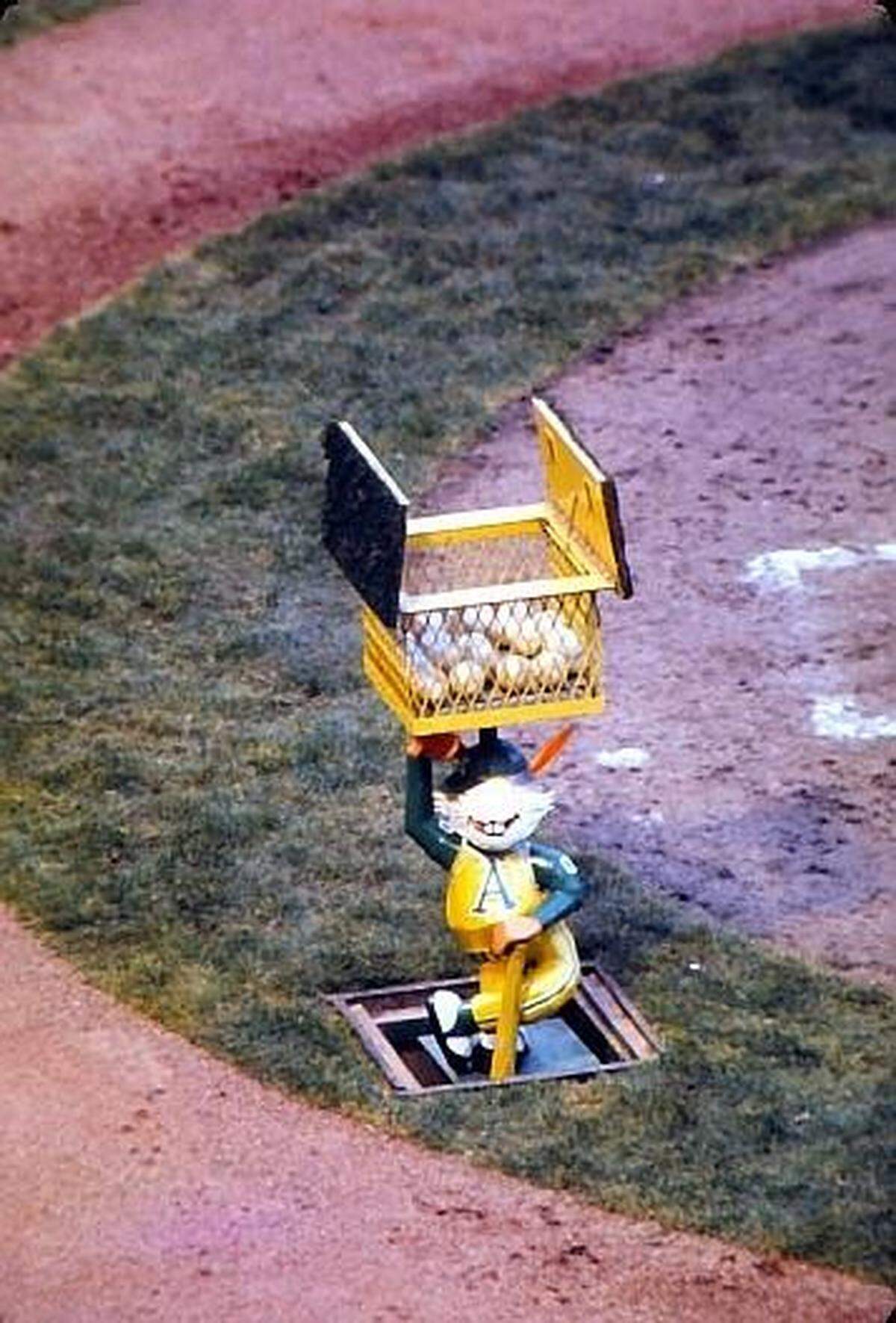 Harvey, who appeared to be Bugs Bunny’s kooky cousin, periodically emerged from the ground behind home plate bearing a basket full of baseballs for the umpire. N.d.