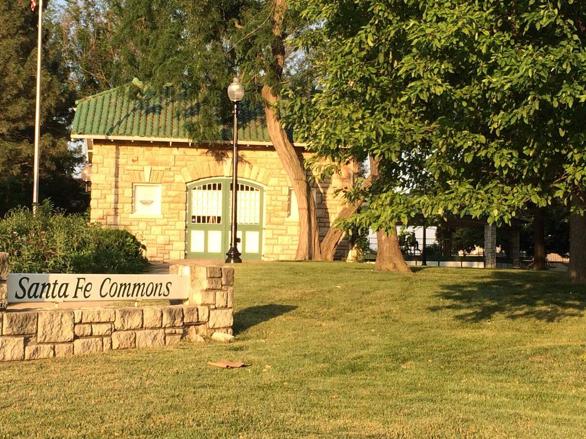 Entrance and carriage house at Santa Fe Commons Park. Overland Park is exploring improvements to make the park more vibrant.