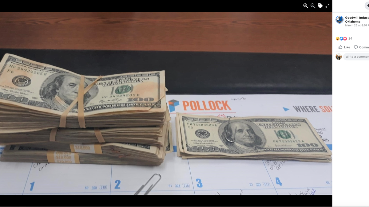 A worker found $42,000 in a sweater donation at an Oklahoma Goodwilll.