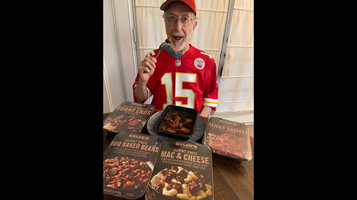 Michael Rieke wears a Chiefs hat and Patrick Mahomes jersey for every game. Since the post-season, he has offered the Chiefs a bit of extra luck by eating Travis Kelce’s burnt ends, BBQ beans and mac ‘n cheese on game days. 