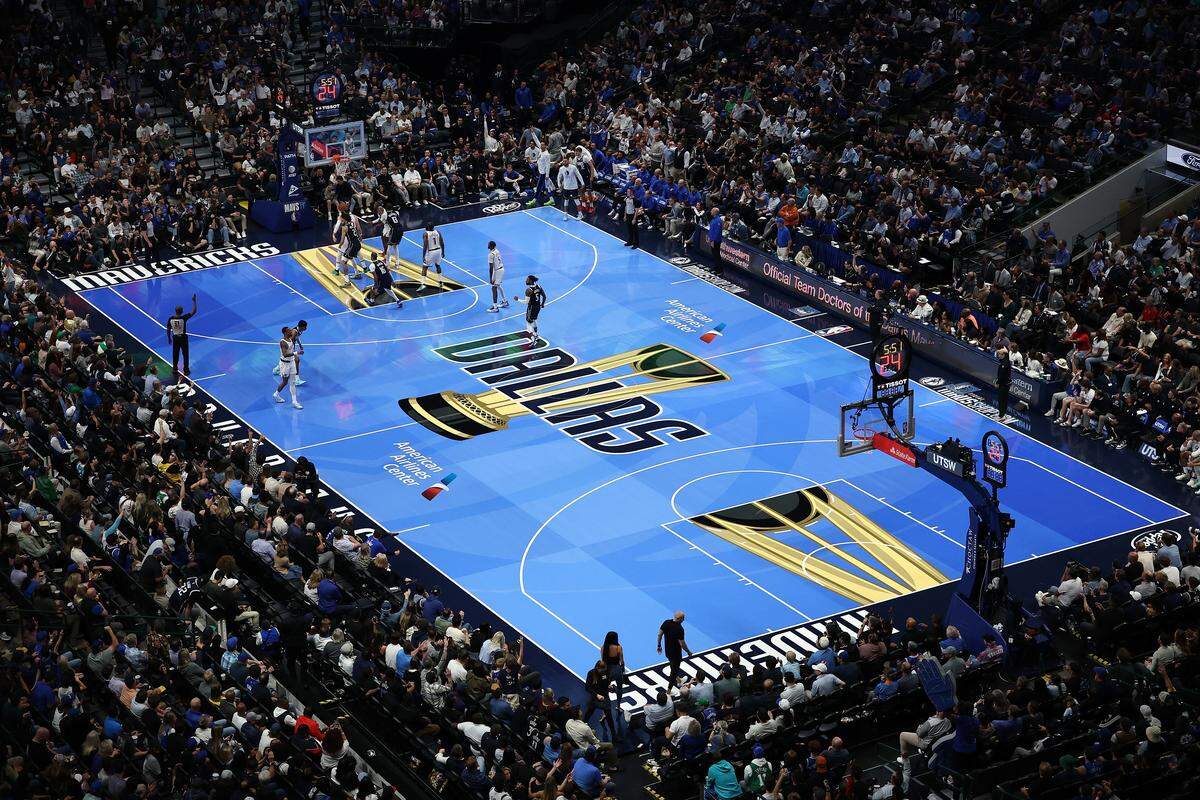 A general view of the court during the second half of a 2025-26 Emirates NBA Cup game between the Dallas Mavericks and the LA Clippers at American Airlines Center on November 14, 2025 in Dallas.