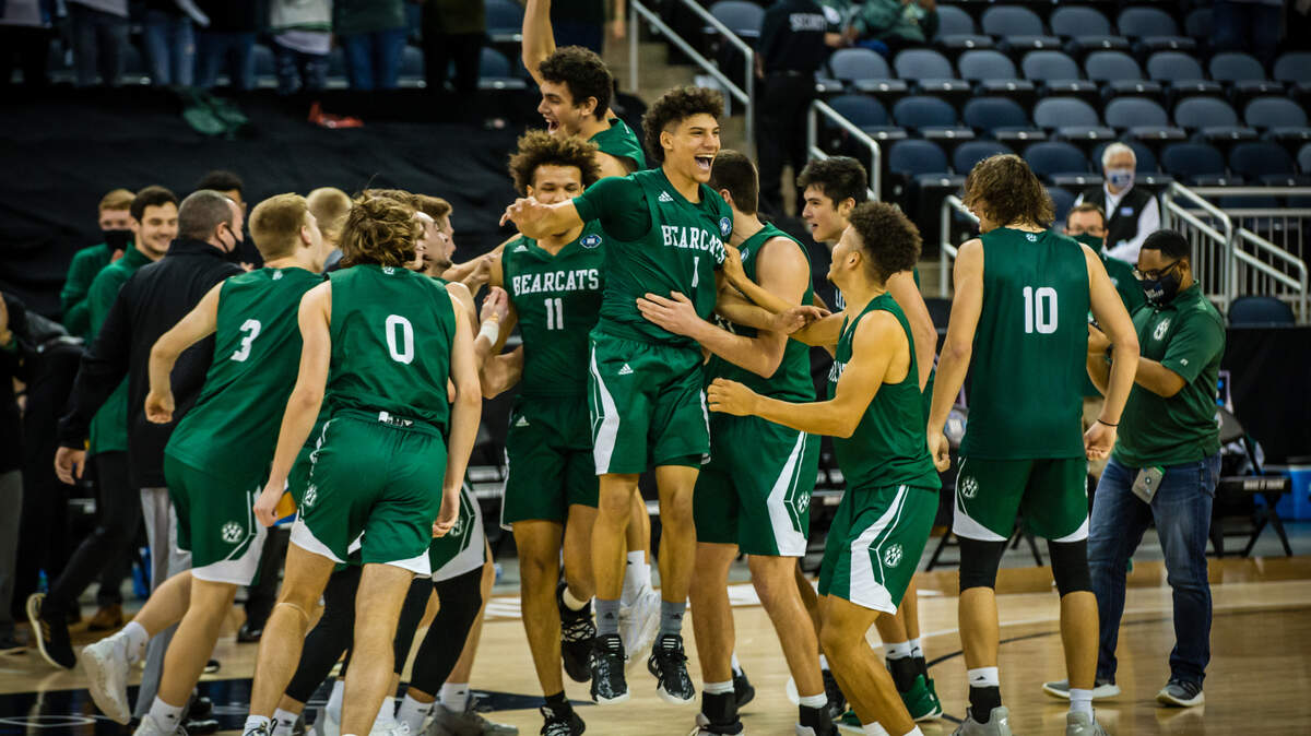Northwest Missouri State players celebrate their Saturday afternoon victory over West Texas A&M in the NCAA Division II championship game at the Ford Center in Evansville, Ind.