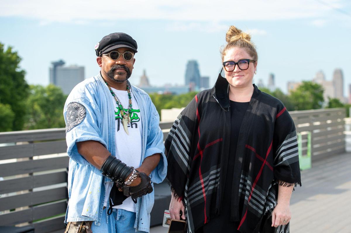 Artist Michael Toombs, left, and Crissy Dastrup, project organizer, have been planning on the Black Lives Matter Mural KC project for months.