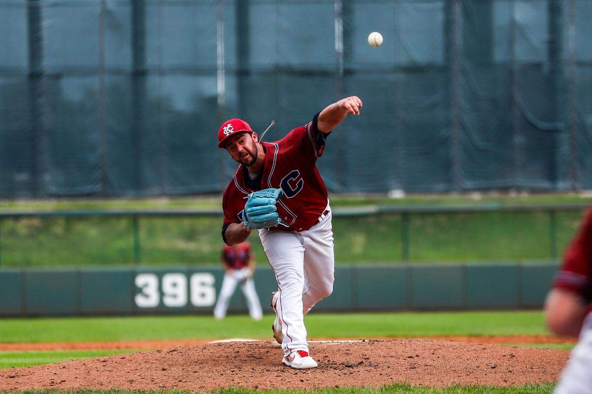 Kansas City Monarchs pitcher Brandon Finnegan pitches during a game against the Kane County Cougars on July 27 at Legends Field.