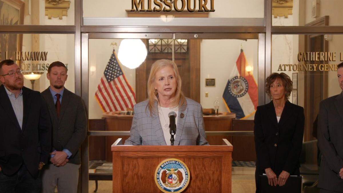 Missouri Attorney General Catherine Hanaway gives a press conference about the drug 7-OH on Monday, April 13.