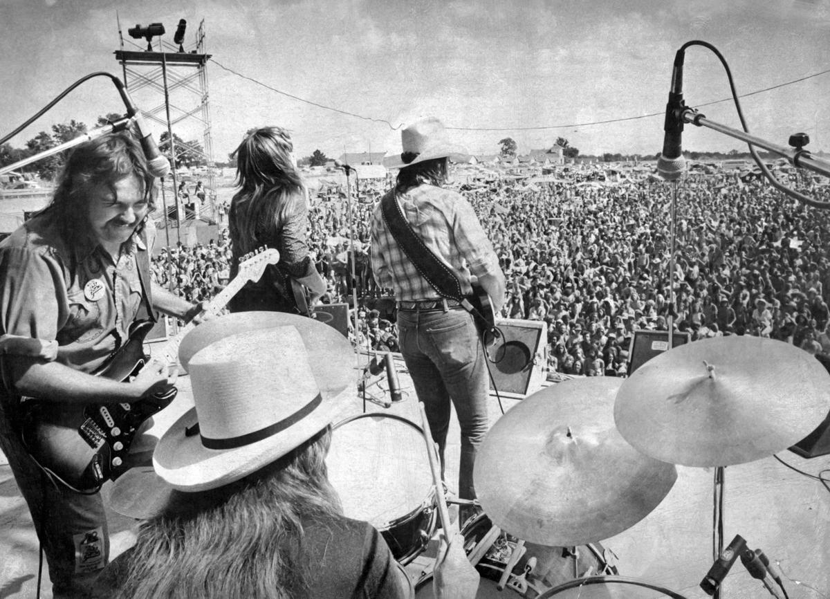 The temperature was 105 degrees on Sunday, July 21, 1974, when the Marshall Tucker Band performed on one of the stages at the Ozark Music Festival in Sedalia.