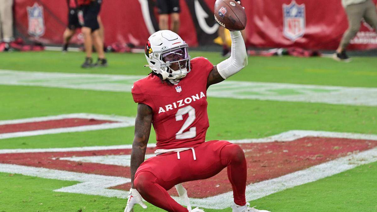 Sep 24, 2023; Glendale, Arizona, USA; Arizona Cardinals wide receiver Marquise Brown (2) celebrates after catching a touchdown in the second half against the Dallas Cowboys at State Farm Stadium. Mandatory Credit: Matt Kartozian-USA TODAY Sports