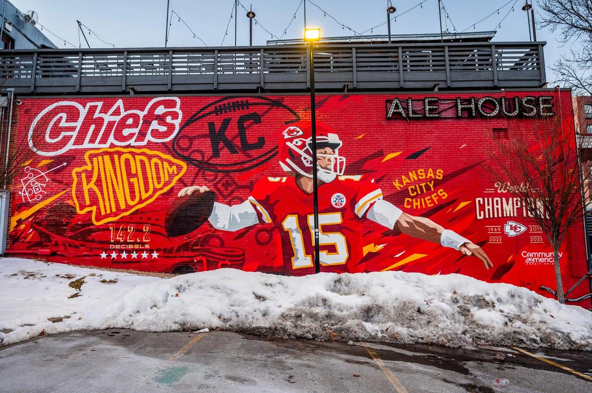 This Chiefs-themed mural by Sike Style Insustries is on the side of Westport Ale House, 4128 Broadway Blvd.