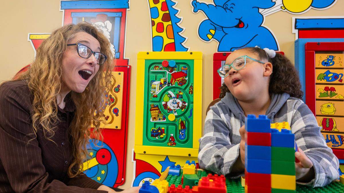 Cori Harris and her daughter, Oakley, on Wednesday, March 11, 2026, in Bonner Springs. Oakley, a student in Bonner Springs-Edwardsville Unified School District, has received special education services since she was a toddler.