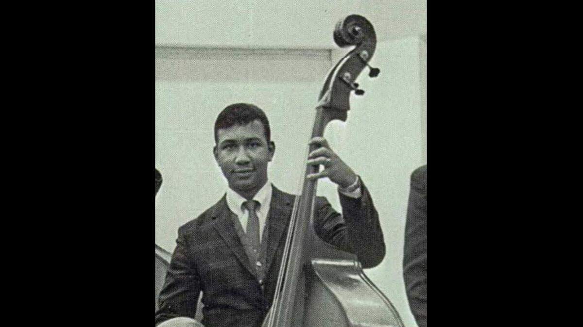 Everette DeVan playing upright bass