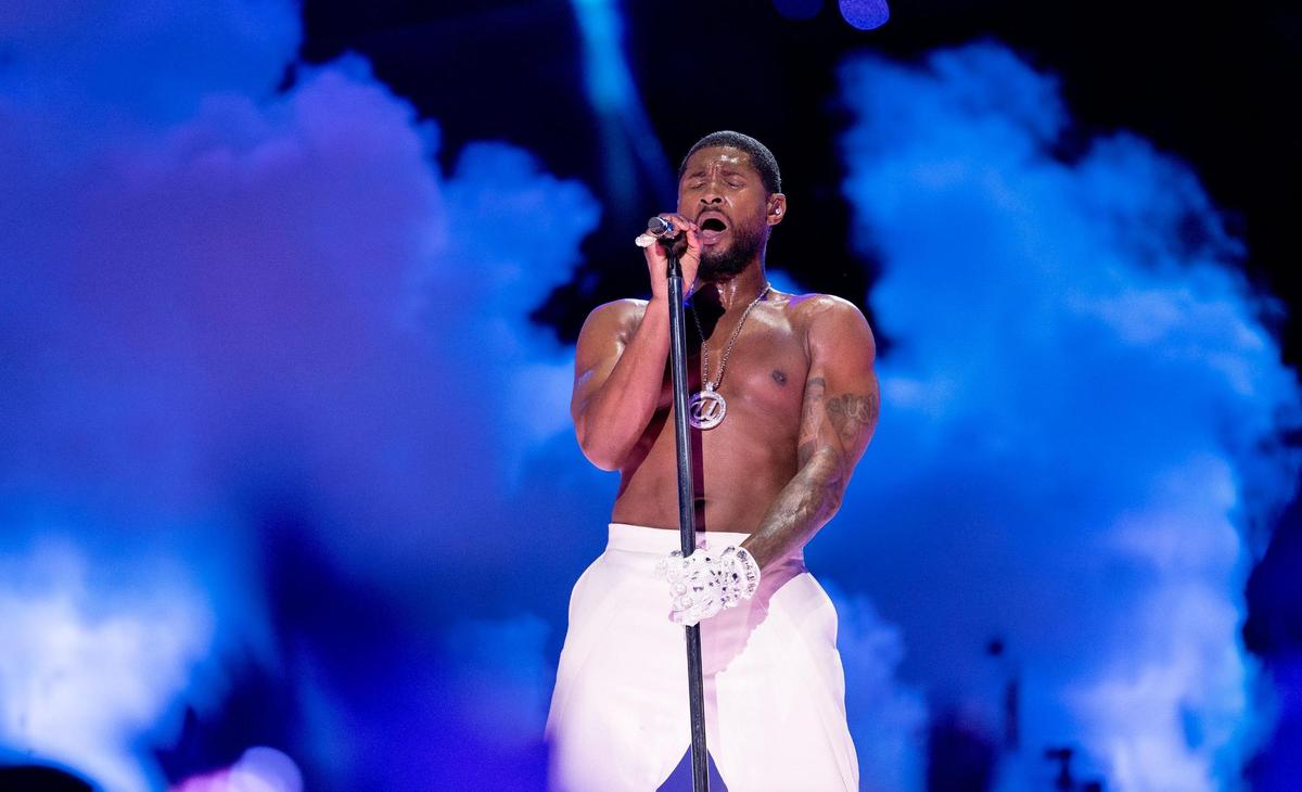 Usher performs during halftime of Super Bowl LVIII on Sunday, Feb. 11, 2024, in Las Vegas.