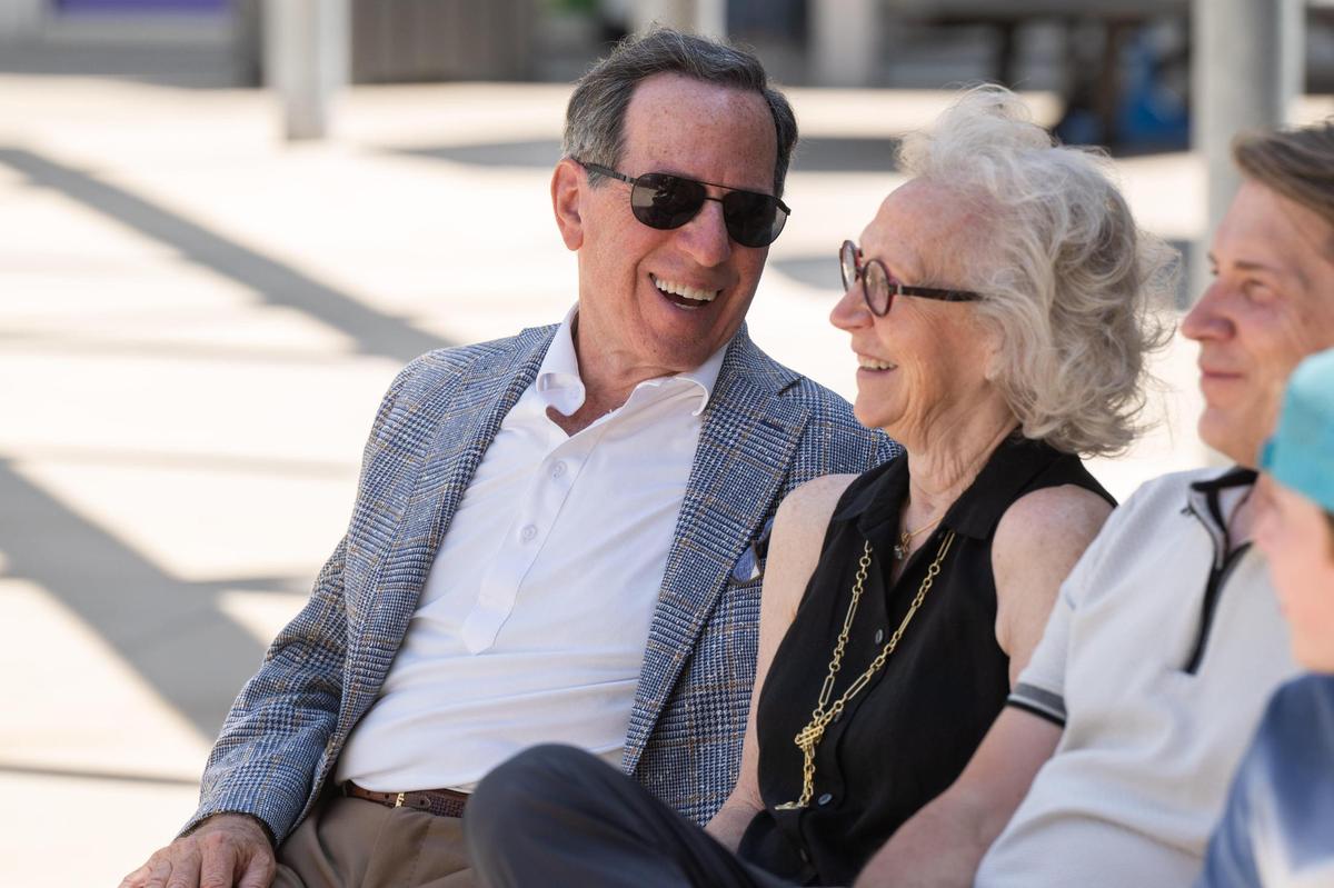 Donors Mike and Kathy Rainen at the unveiling of Union Station’s newest sculpture titled ‘Journey to Wonder,’ on Thursday, June 26, 2025. The couple are long time supporters of Union Station and Kansas City natives.