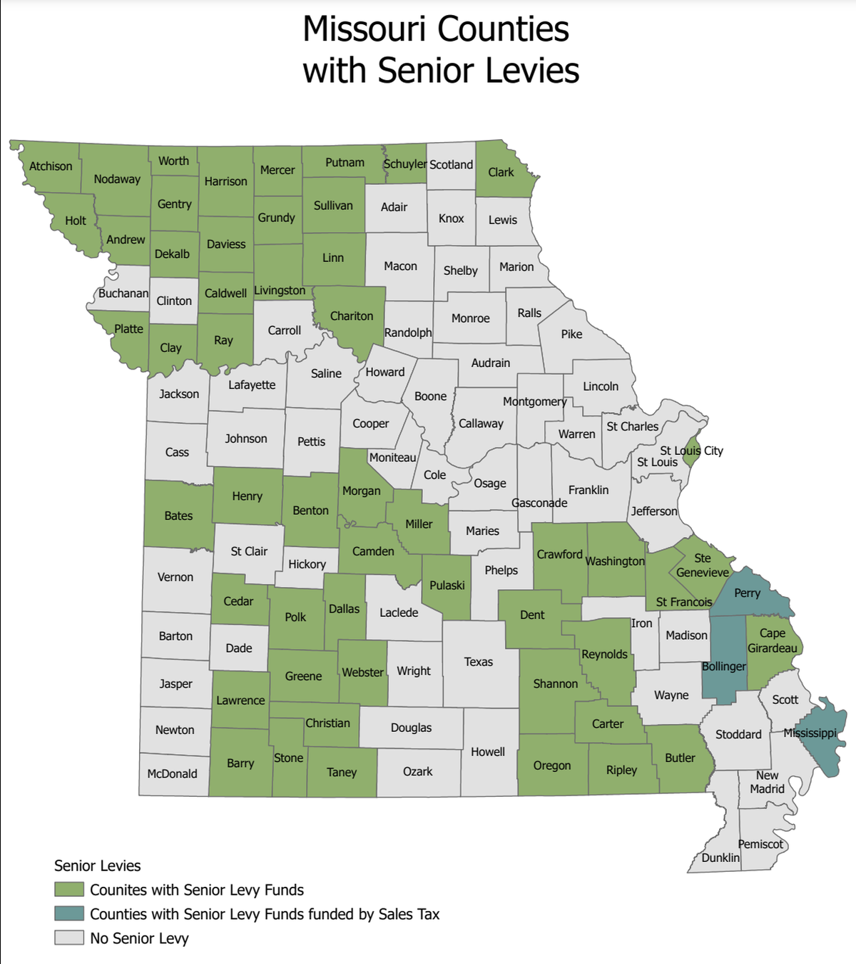 Missouri Counties with Senior Fund Tax Levies