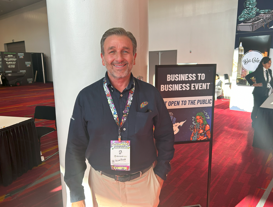 Vince Sanders, founder of CBD American Shaman, poses for a photo at July’s CHAMPS Trade Show in Las Vegas.