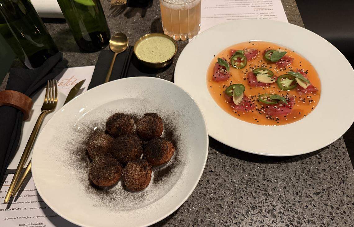 Potato beignets and big eye tuna crudo are on the menu at Scratch Gourmet Kitchen.
