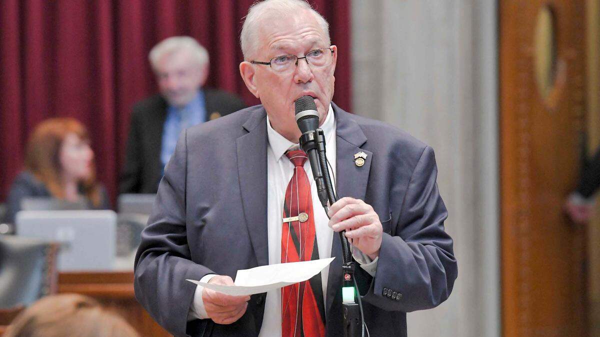 Missouri state Rep. Hardy Billington, a Poplar Bluff Republican, speaks on the Missouri House floor during the 2024 legislative session.