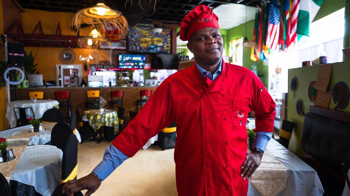 Owner and chef Victor Chukwudi Ejelonu opened his West African restaurant My Village Grill in midtown earlier this month after closing his Independence location in 2022. 