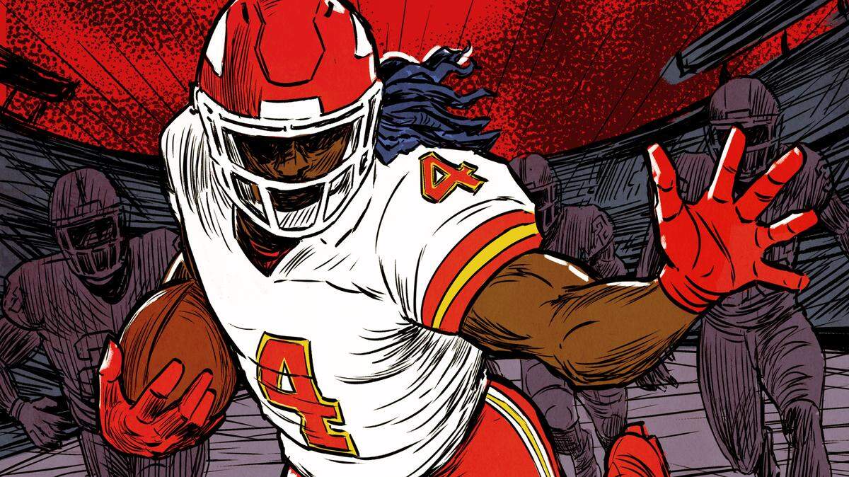 Illustration of Chiefs wide receiver Rashee Rice for the upcoming game against the Las Vegas Raiders.