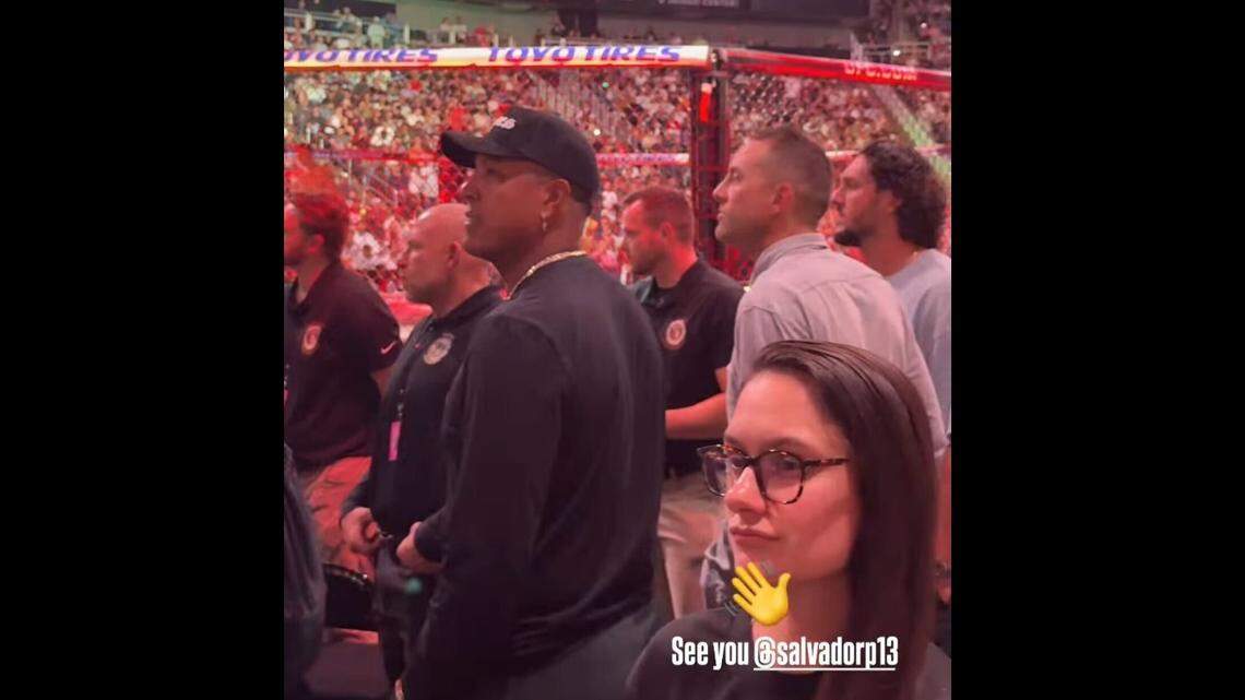 An Instagram story shared by T-Mobile Center shows Royals players Salvador Perez and Vinnie Pasquantino in attendance at UFC Fight Night Saturday, April 26. The Royals defeated the Houston Astros 2-0 earlier in the day.