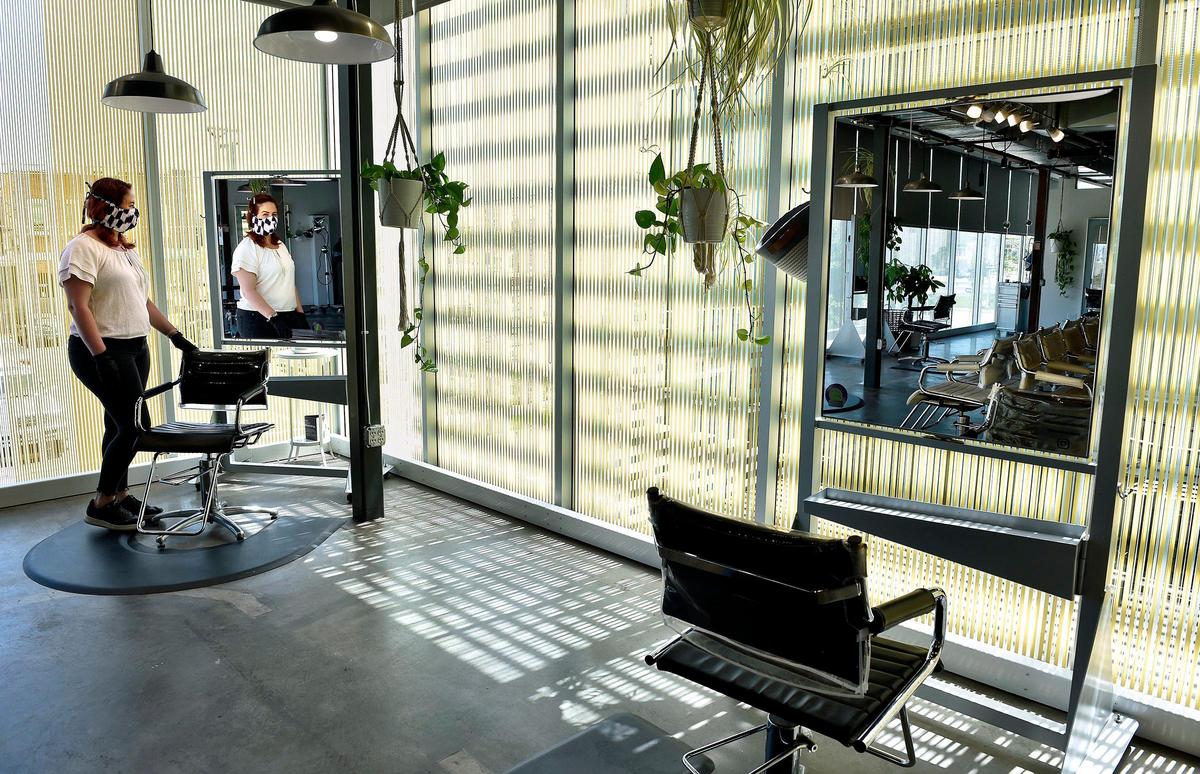 Lumine Salon owner has a detailed plan on how to follow Kansas City’s “10-10-10” rule with her 24 employees. Weber set stylists’ stations at a safe distance from each other.