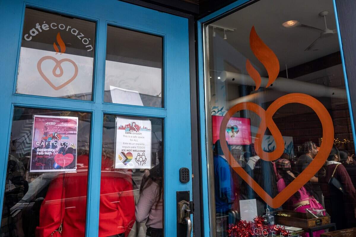 People pack inside Café Corazón during the Bad Bunny look-alike contest on Saturday, Feb. 14, 2026, in Kansas City.
