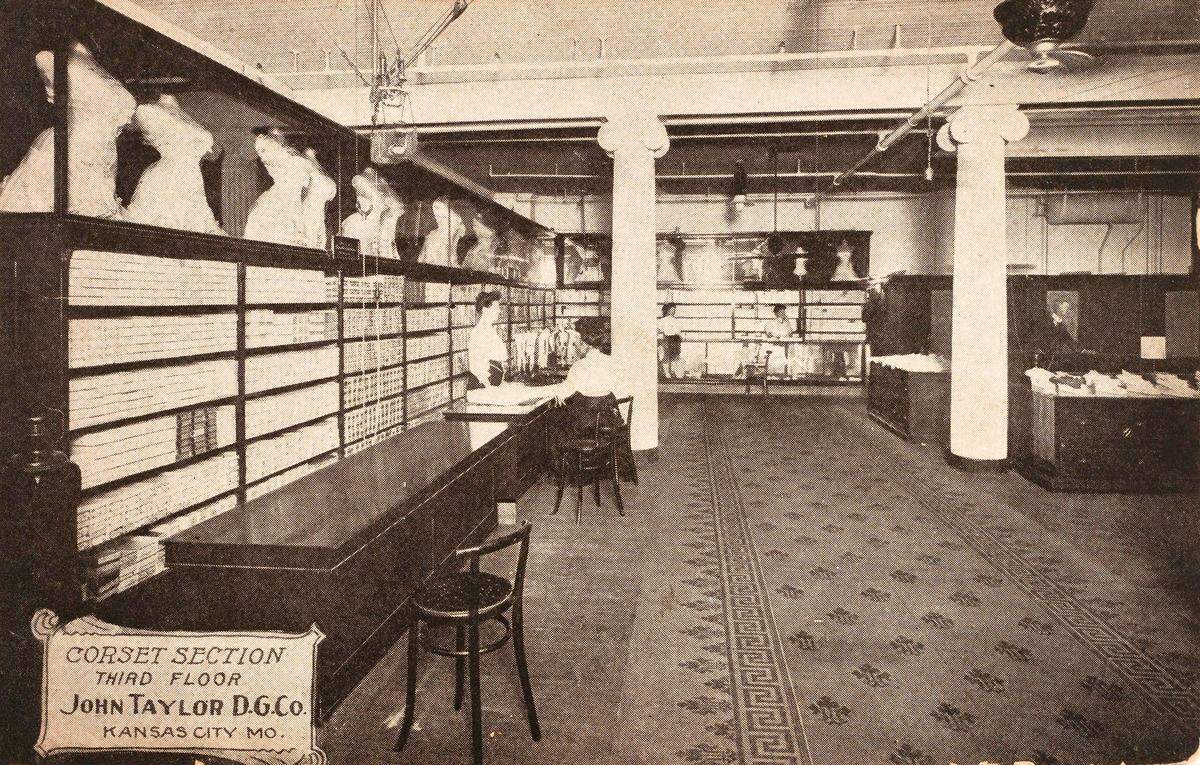 Corsets are made inside the John Taylor Dry Goods Company around the 1880s.