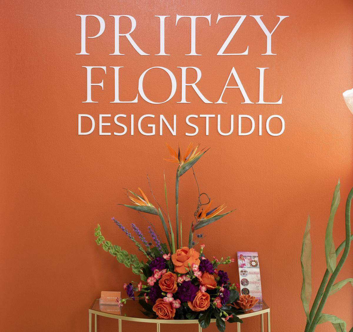 A floral arrangement made by owner Shahidah Salaam sits at the entrance of Pritzy Floral Design Studio on Thursday, Jan. 8, 2026, in Grandview.