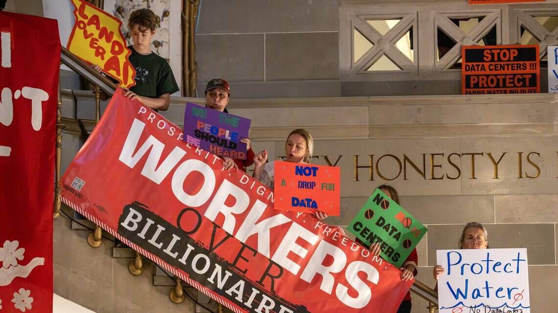 At Missouri Capitol, protesters call for data center moratorium and privacy rules