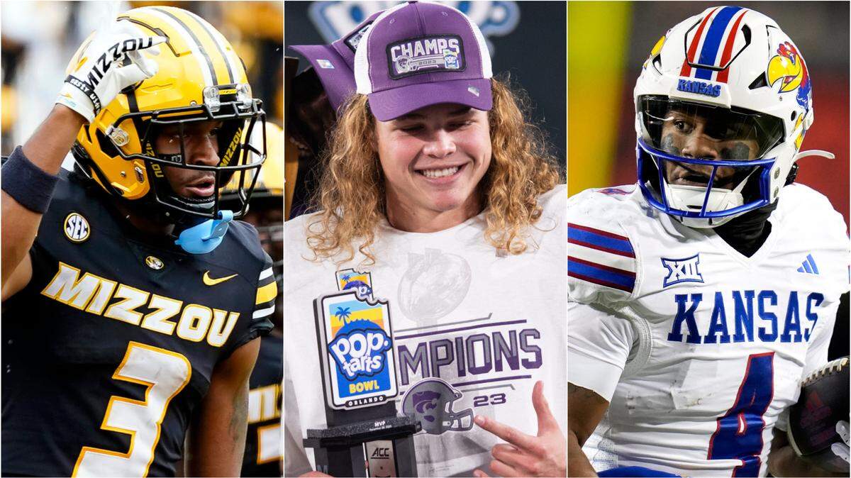 The local colleges are loaded with talent, including Luther Burden at Missouri (left), Avery Johnson at K-State (middle) and Devin Neal at Kansas.