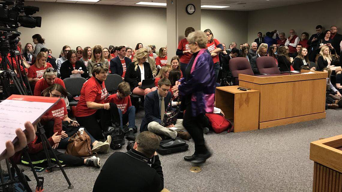 Advocates from both sides of the gun debate crowded a Missouri House meeting room on Monday.