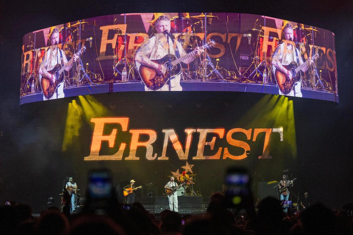 Ernest performs on stage during the Beautifully Broken Tour at T-Mobile Center on Wednesday, Nov. 13, 2024, in Kansas City.