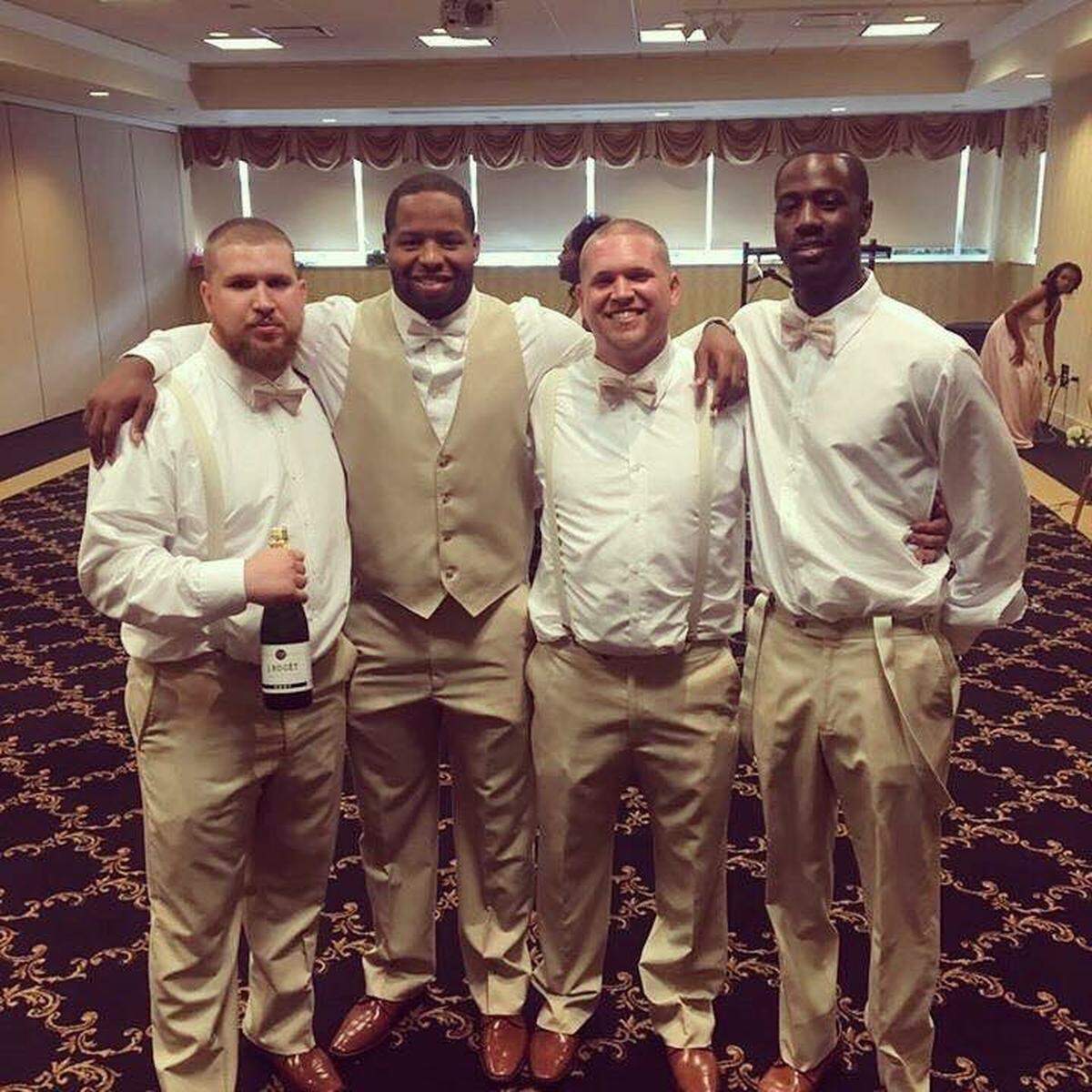 From left to right, Chad Anderson, Anthony Hitchens, Zach Anderson and James Washington at Hitchens’ wedding.
