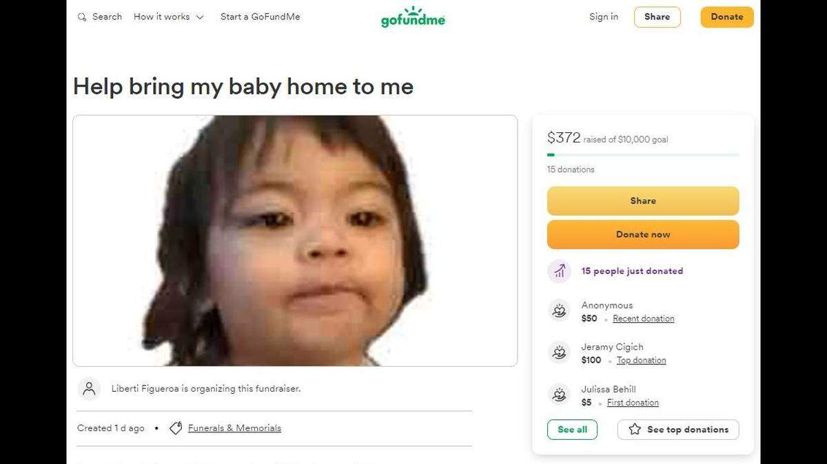 The mother of 18-month-old Saraphina Avarose Sanchez of Leavenworth has started a GoFundMe fundraising page to help raise funds to cover funeral and other expenses for her daughter, who died Wednesday at a hospital. A suspicious death investigation is underway and an autopsy for the girl was moved to Friday.