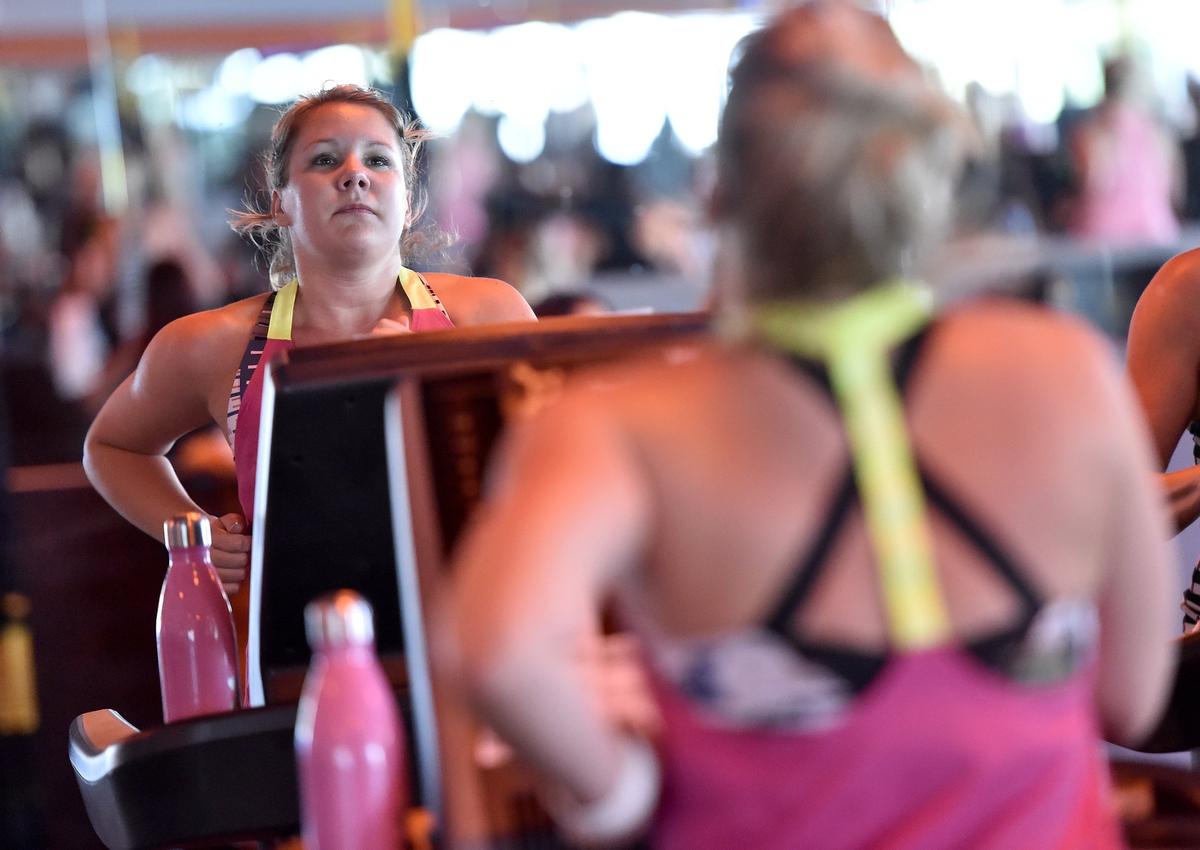 Hough works out regularly at the Orangetheory Fitness gym. She can see well enough to function independently.