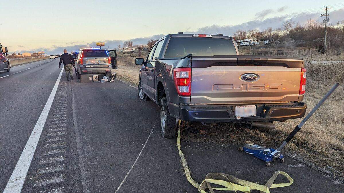 An ATM and gun were found in a Ford F-150 following a chase that ended when deputies used a grappling device to stop the truck, according to the Cass County Sheriff’s Office.