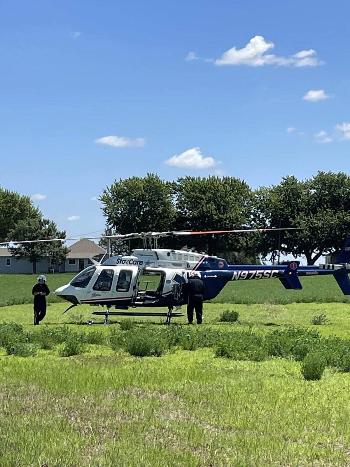 A man trapped under steel at the top of a cellphone tower was rescued on June 11, Nebraska fire officials said.