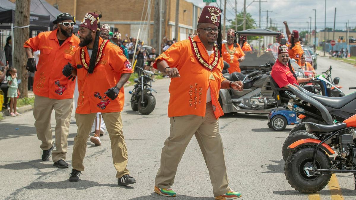 Members of the Koran Temple No. 33 of Kansas City, Kansas performed in front of the crowd during the 13th annual Juneteenth Heritage Parade Saturday in the 18th and Vine district.