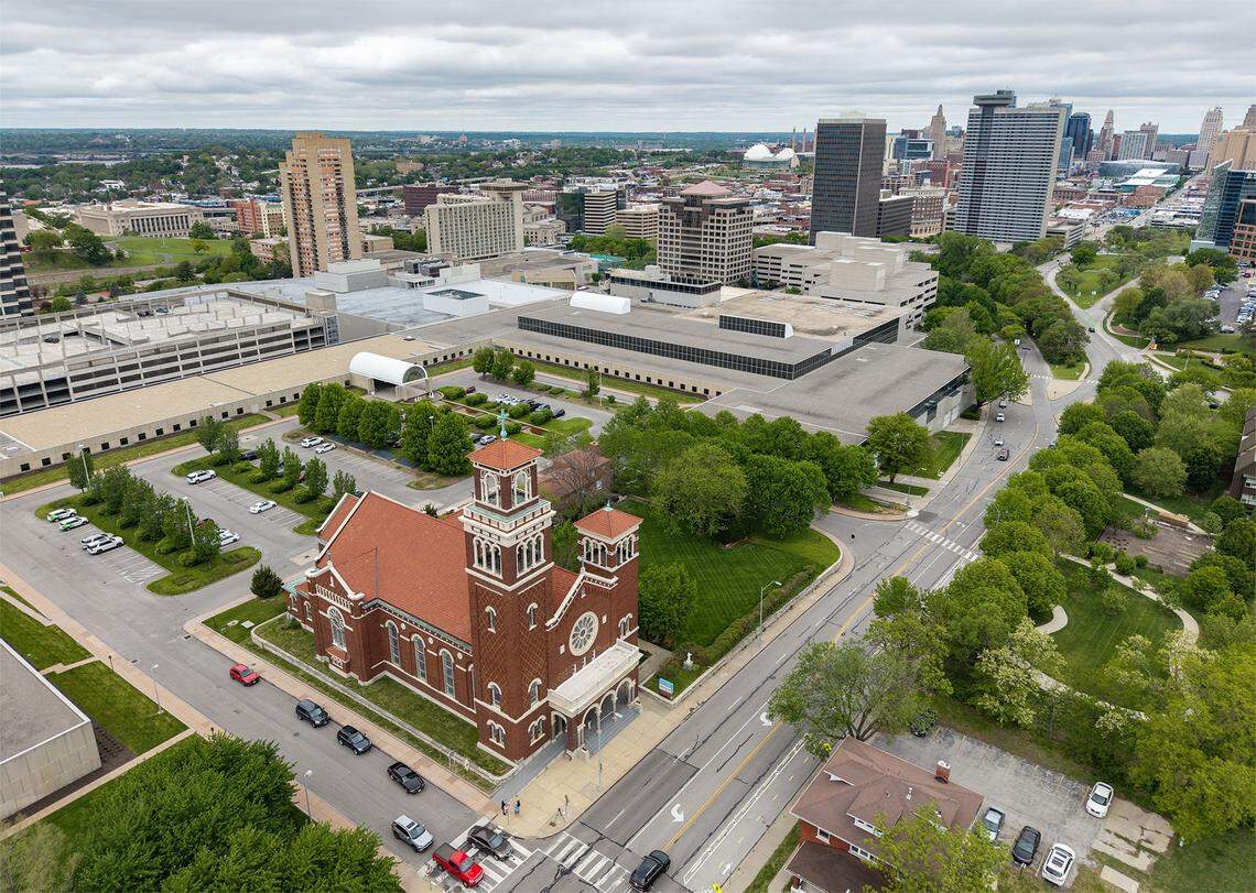 The site of the new Kansas City Royals stadium, which was announced Wednesday, April 22, 2026, in a partnership with Hallmark Cards, will be located in the Crown Center area north of Our Lady of Sorrows Catholic Church, 2552 Gillham Rd., which sits just south of the Hallmark Cards Corporate offices.