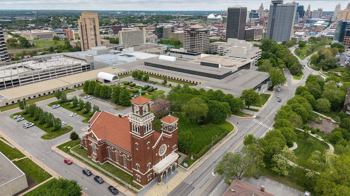 The site of the new Kansas City Royals stadium, which was announced Wednesday, April 22, 2026, in a partnership with Hallmark Cards, will be located in the Crown Center area north of Our Lady of Sorrows Catholic Church, 2552 Gillham Rd., which sits just south of the Hallmark Cards Corporate offices.