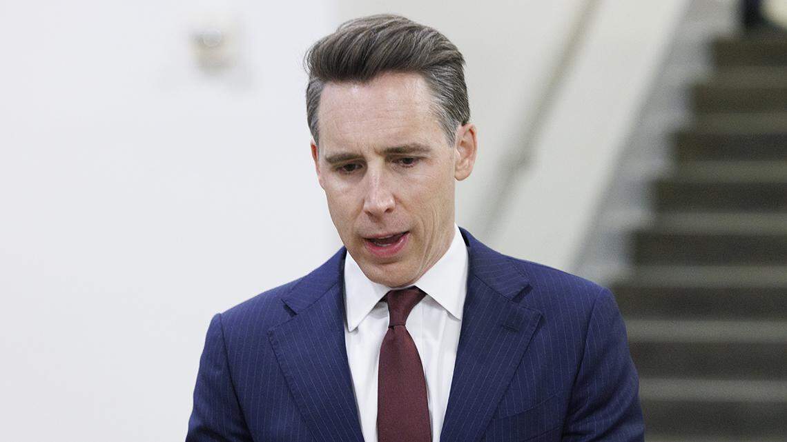 Senator Josh Hawley (R-MO) is seen in the basement of the Capitol Building in Washington DC, on Thursday, February 20, 2025. 